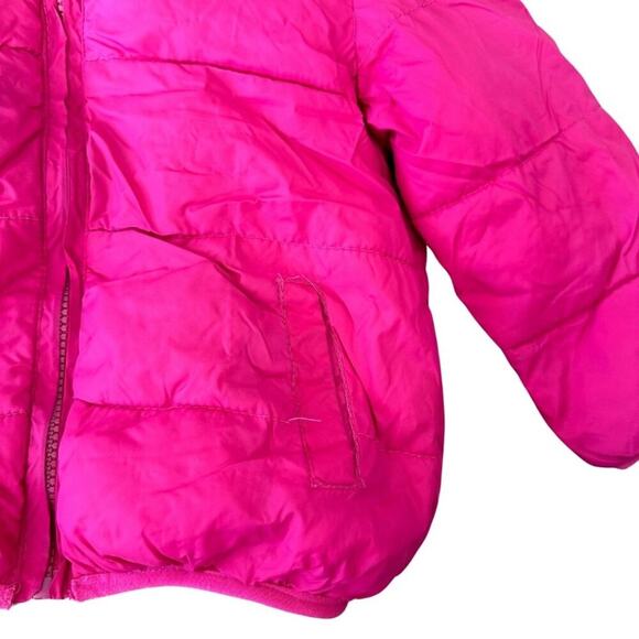 Removable Hoodie Puffer Jacket Sherpa Lined Hot Pink 3T - Picture 5 of 12